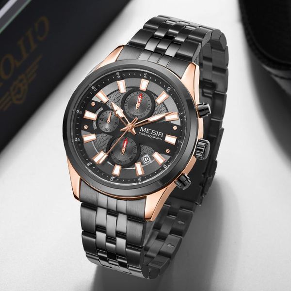 watch men megir rose gold sport waterproof quartz watches mens chronograph date male clock relogios masculino wristwatches, Slivery;brown
watch men megir rose gold sport waterproof quartz watches mens chronograph date male clock relogios masculino wristwatches, Slivery;brown
