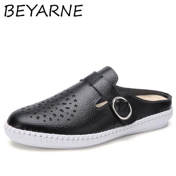 slippers beyarne 2021 summer genuine leather women half hollow breathable shoes woman solid soft bottom ladies, Black
slippers beyarne 2021 summer genuine leather women half hollow breathable shoes woman solid soft bottom ladies, Black