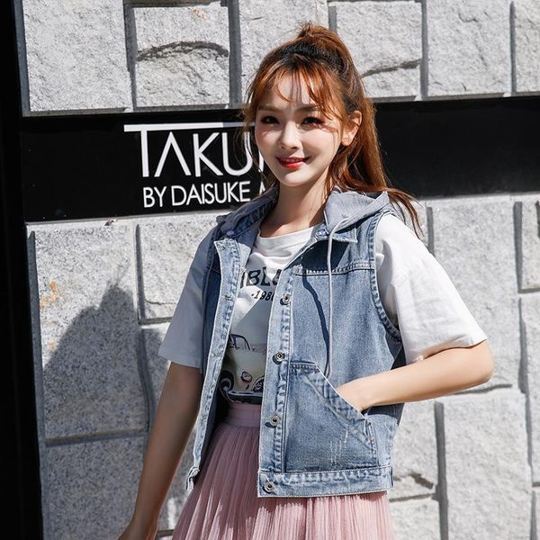 women short sleeveless jacket hooded denim blue summer autumn casual outer coat ladies women's jackets, Black;brown
women short sleeveless jacket hooded denim blue summer autumn casual outer coat ladies women's jackets, Black;brown