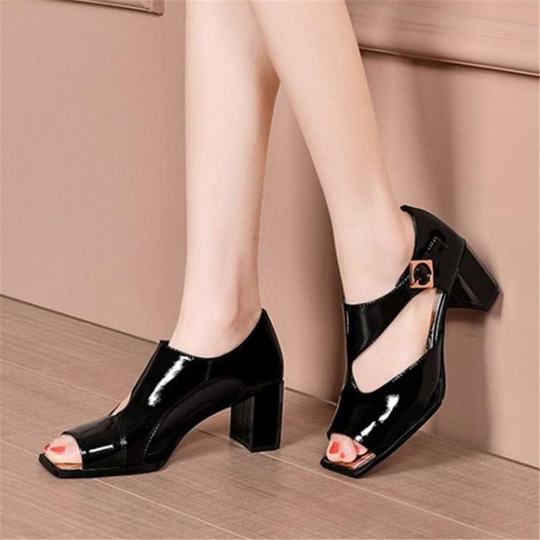 luxury handmade women peep toe chunky block high heels gladiator sandals genuine patent leather rome office lady shoes, Black
luxury handmade women peep toe chunky block high heels gladiator sandals genuine patent leather rome office lady shoes, Black