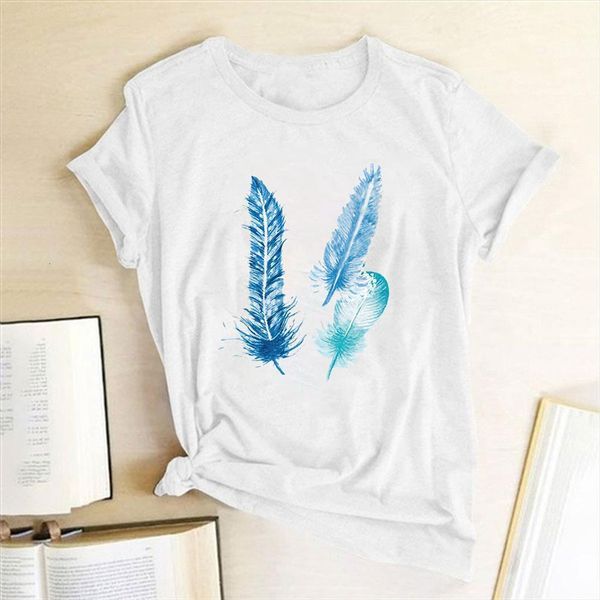 graphic feather print and mens women short sleeve 90s ladies tee summer loose clothes harajuku haut femme, White;black
graphic feather print and mens women short sleeve 90s ladies tee summer loose clothes harajuku haut femme, White;black