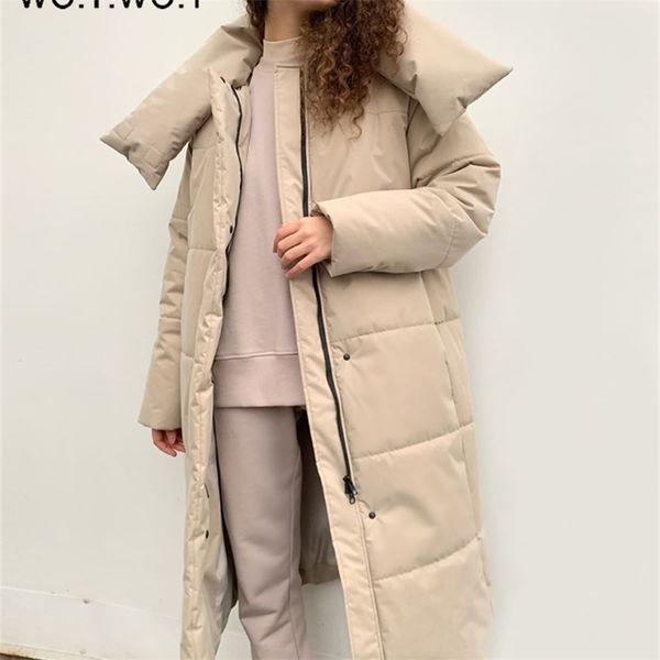 wotwoy oversized long thick padded parkas women wide-waisted cotton liner winter jackets female loose fit casual solid coat 211216, Black
wotwoy oversized long thick padded parkas women wide-waisted cotton liner winter jackets female loose fit casual solid coat 211216, Black