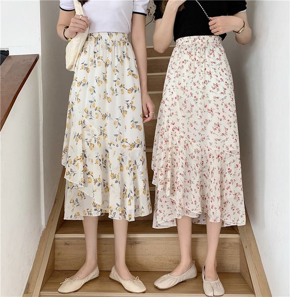 gentle sweet elegant summer thin slim a line high waist floral print irregular skirts women chiffon faldas mujer fashion wild 210429, Black
gentle sweet elegant summer thin slim a line high waist floral print irregular skirts women chiffon faldas mujer fashion wild 210429, Black