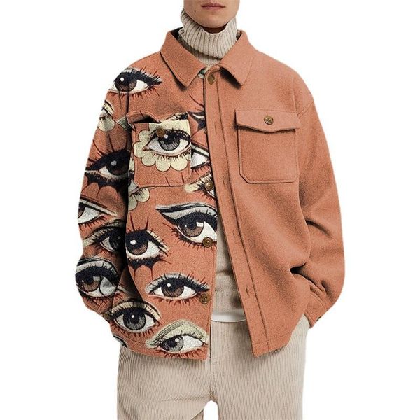 men's jackets fashion men 2021 autumn winter trend loose jacket long sleeve casual print lapel collar cazadora hombre, Black;brown
men's jackets fashion men 2021 autumn winter trend loose jacket long sleeve casual print lapel collar cazadora hombre, Black;brown