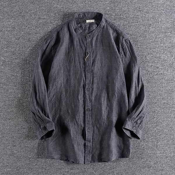 men's casual shirts british retro linen three-quarter sleeve shirt pure color simple and versatile stand-up collar breathable, White;black
men's casual shirts british retro linen three-quarter sleeve shirt pure color simple and versatile stand-up collar breathable, White;black