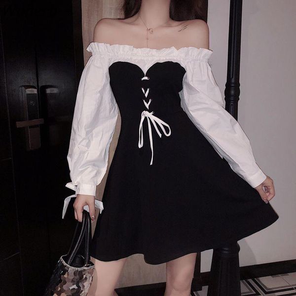 casual dresses woherb black dress lady patchwork off shoulder long puff sleeve women slash neck robe femme a-line vestidos 25650, Black;gray
casual dresses woherb black dress lady patchwork off shoulder long puff sleeve women slash neck robe femme a-line vestidos 25650, Black;gray