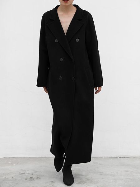 women's wool & blends jiunine original design double-sided woolen cashmere double-breasted coat loose long hand-sewn winter coats for w, Black
women's wool & blends jiunine original design double-sided woolen cashmere double-breasted coat loose long hand-sewn winter coats for w, Black