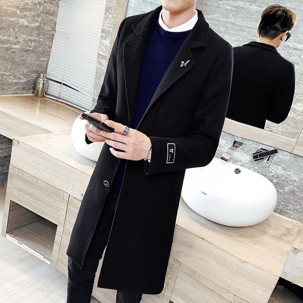 men's trench coats solid color coat long 2021 korean style youth sleeve cardigan large size slim fit fashion, Tan;black
men's trench coats solid color coat long 2021 korean style youth sleeve cardigan large size slim fit fashion, Tan;black