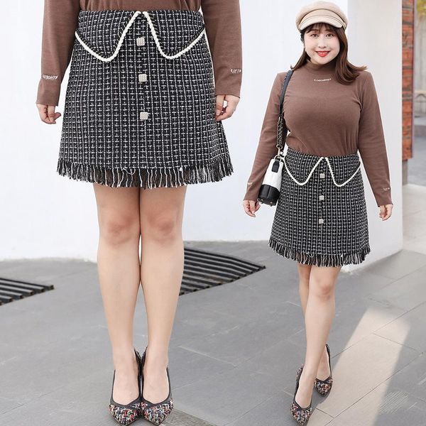 skirts plus size women's plaid skirt high waist knitting tassel autumn winter button elegant package hip woman knitted mini, Black
skirts plus size women's plaid skirt high waist knitting tassel autumn winter button elegant package hip woman knitted mini, Black