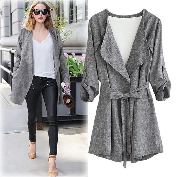 women's trench coats autumn winter women coat nice fashion long outwear plus size sashes turn down collar for womens clothing, Tan;black
women's trench coats autumn winter women coat nice fashion long outwear plus size sashes turn down collar for womens clothing, Tan;black