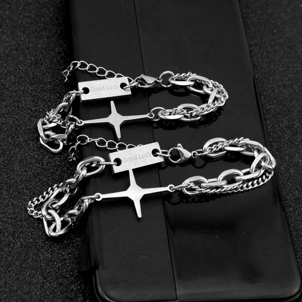 link, chain hair stainless steel bracelet net red bungy for men and women good luck doji, Black
link, chain hair stainless steel bracelet net red bungy for men and women good luck doji, Black