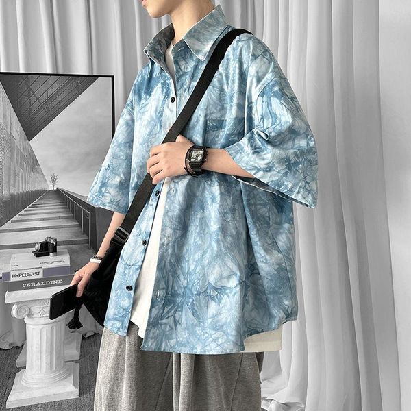 short sleeve shirt men's casual all-match loose shirts tie-dye design thin summer coat tide brand clothes streetwear, White;black
short sleeve shirt men's casual all-match loose shirts tie-dye design thin summer coat tide brand clothes streetwear, White;black