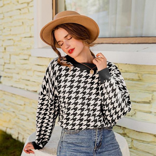 women's sweaters tripleleaf autumn and winter retro geometric pullover sweater casual, White;black
women's sweaters tripleleaf autumn and winter retro geometric pullover sweater casual, White;black