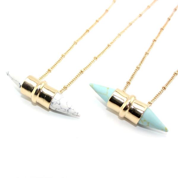 

pendant necklaces collar awl kallaite howlite natural stone gold chain geometric circle accessories jewelry, Silver