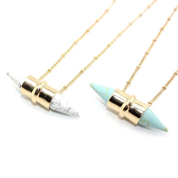 

pendant necklaces collar awl kallaite howlite natural stone gold chain geometric circle accessories jewelry, Silver