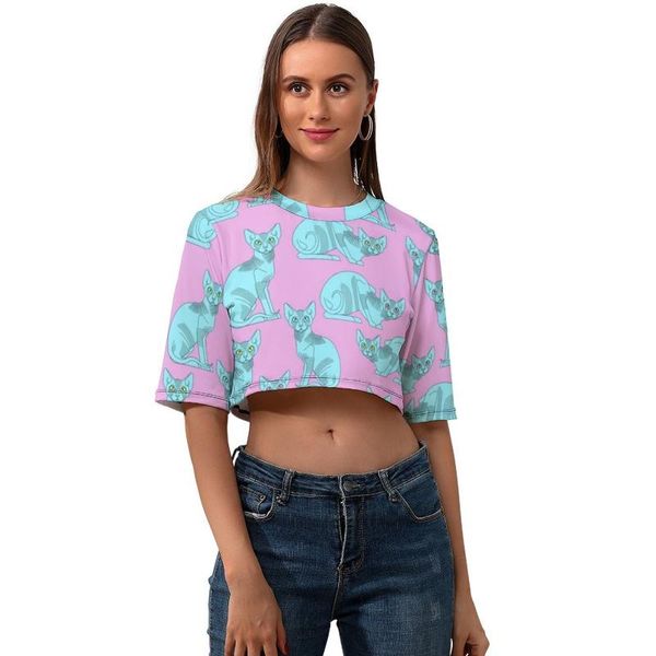 women's t-shirt sphynx cat crop tee shirt pattern ladies t o neck trendy short-sleeve street fashion polyester tshirt, White
women's t-shirt sphynx cat crop tee shirt pattern ladies t o neck trendy short-sleeve street fashion polyester tshirt, White