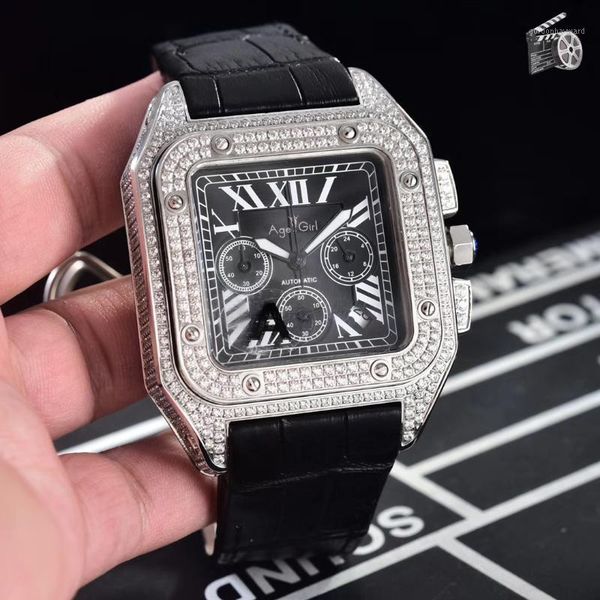wristwatches quartz chronograph men satch sapphire full iced diamond rose gold silver black leather sport watch, Slivery;brown
wristwatches quartz chronograph men satch sapphire full iced diamond rose gold silver black leather sport watch, Slivery;brown