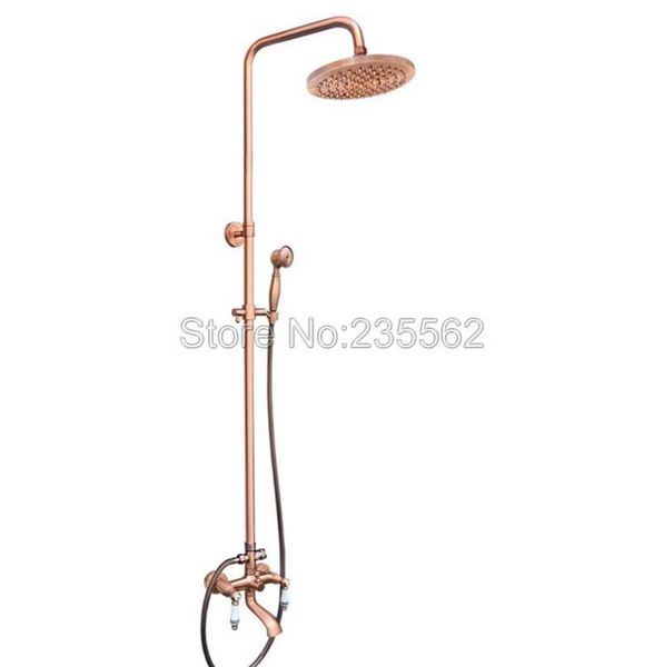 red copper bathroom ceramic handle rain shower faucet set w/ wall mounted bathtub spout tap + 8 inch heads lrg543 sets
red copper bathroom ceramic handle rain shower faucet set w/ wall mounted bathtub spout tap + 8 inch heads lrg543 sets