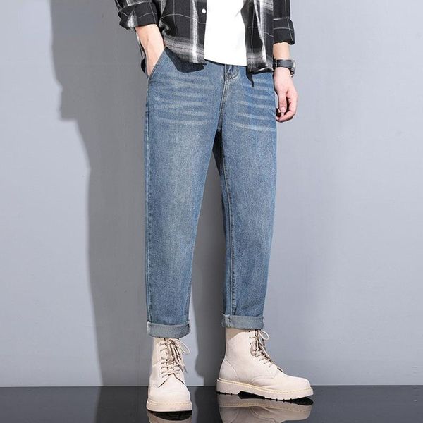 men's jeans classic men 2021 fall style boutique trend washed retro casual zipper solid color trousers loose straight, Blue
men's jeans classic men 2021 fall style boutique trend washed retro casual zipper solid color trousers loose straight, Blue