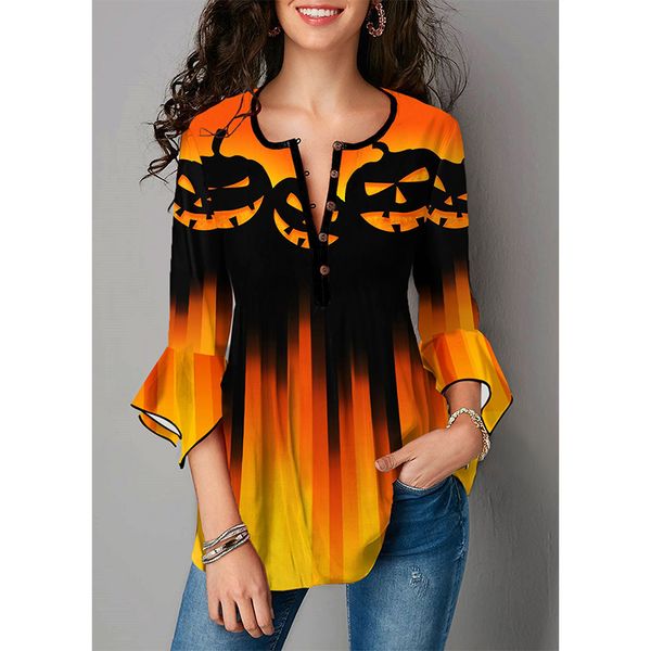 halloween printed t-shirt handkerchief cuff gradient v-neck 3/4 sleeves 12 styles, White
halloween printed t-shirt handkerchief cuff gradient v-neck 3/4 sleeves 12 styles, White