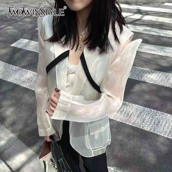 hit color patchwork mesh blazer for women notched long sleeve straight perspective blazers female spring style 210524, White;black
hit color patchwork mesh blazer for women notched long sleeve straight perspective blazers female spring style 210524, White;black