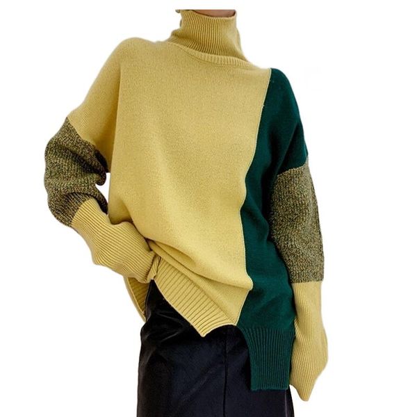 women's sweaters turtleneck patchwork sweater women fall/winter korea style casual knit bottoming shirt womens plus size pullover, White;black
women's sweaters turtleneck patchwork sweater women fall/winter korea style casual knit bottoming shirt womens plus size pullover, White;black