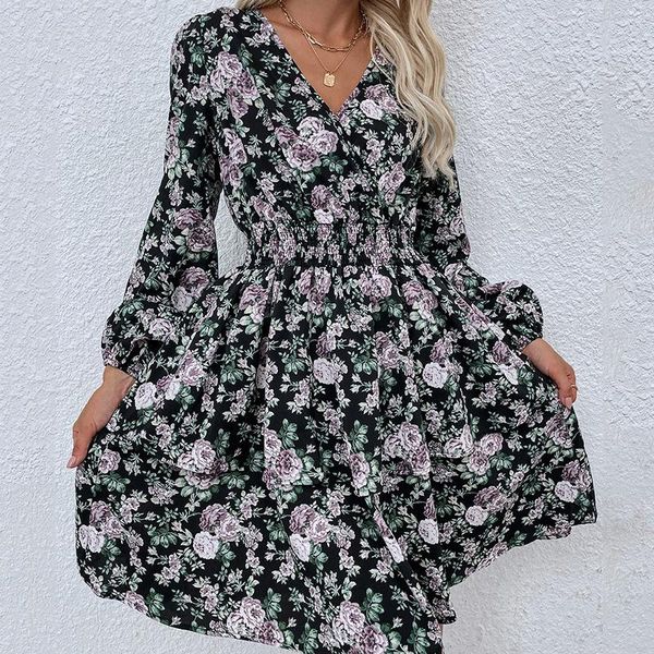 casual dresses 2021 fall women's long sleeve floral puff v-neck print women fashion clothing sacos de mujer vestir, Black;gray
casual dresses 2021 fall women's long sleeve floral puff v-neck print women fashion clothing sacos de mujer vestir, Black;gray