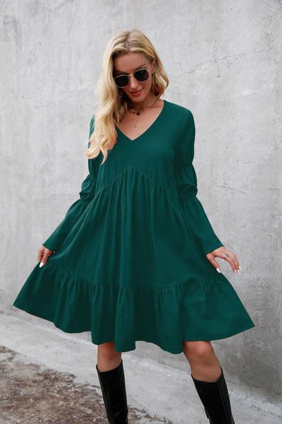casual dresses autumn dress women robe femme dark green a-line patchwork ruffle v-neck long sleeve y2k for woman vestido de mujer, Black;gray
casual dresses autumn dress women robe femme dark green a-line patchwork ruffle v-neck long sleeve y2k for woman vestido de mujer, Black;gray