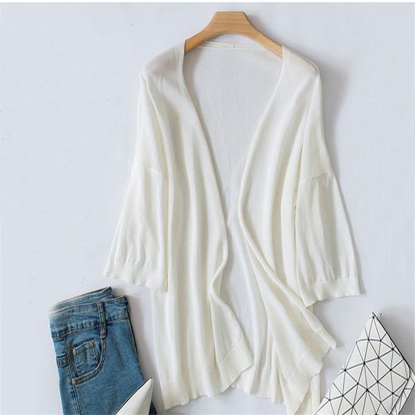 spring summer women midi long cardigan jacket casual loose ice silk knitted cardigans female thin shawl coat plus size ab1843 women's k, White
spring summer women midi long cardigan jacket casual loose ice silk knitted cardigans female thin shawl coat plus size ab1843 women's k, White