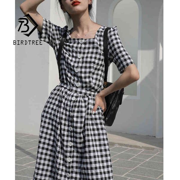 summer women's korean style vintage plaid long dress square collar short sleeve loose casual mid-length button dress d13204x 210419, Black;gray
summer women's korean style vintage plaid long dress square collar short sleeve loose casual mid-length button dress d13204x 210419, Black;gray