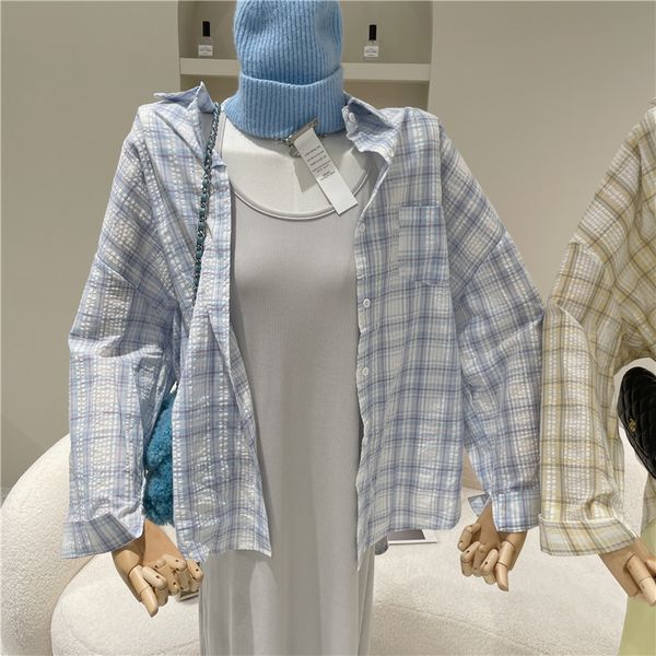 blouses spring niche design summer women's loose and versatile retro chess sunscreen shirt, White
blouses spring niche design summer women's loose and versatile retro chess sunscreen shirt, White