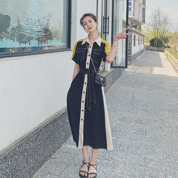 stitching dress contrast 2021 spring and summer korean french design small crowd waist thin shirt long skirt, Black;gray
stitching dress contrast 2021 spring and summer korean french design small crowd waist thin shirt long skirt, Black;gray