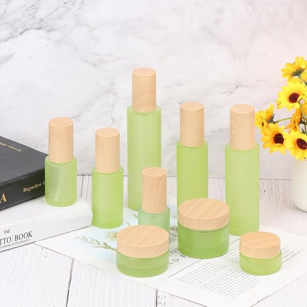 storage bottles & jars 1pcs wood grain cover green glass spray press pump bottle lotion cream empty cosmetic packing container
storage bottles & jars 1pcs wood grain cover green glass spray press pump bottle lotion cream empty cosmetic packing container