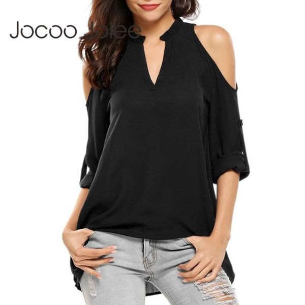 women's blouses & shirts jocoo jolee women v neck off the shoulder chiffon blouse elegant solid shirt female casual loose oversize, White
women's blouses & shirts jocoo jolee women v neck off the shoulder chiffon blouse elegant solid shirt female casual loose oversize, White