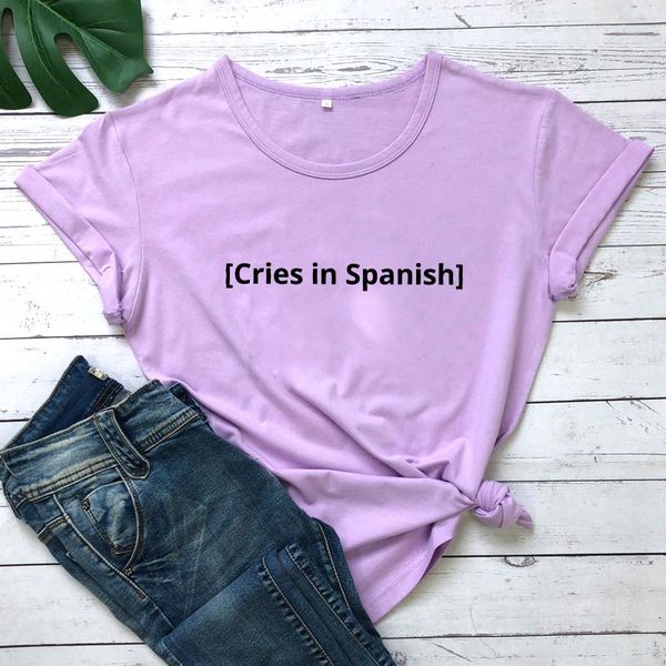 women's t-shirt cries in spanish quote shirts funny slogan tees fashion clothes graphic harajuku tshirt, White
women's t-shirt cries in spanish quote shirts funny slogan tees fashion clothes graphic harajuku tshirt, White