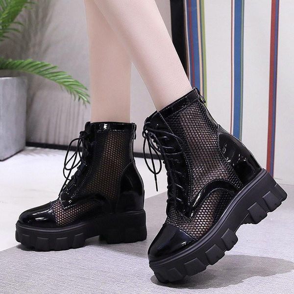 boots spring summer female thick sole ankle before lace up fashion luxury platform women's mesh high heels shoes, Black
boots spring summer female thick sole ankle before lace up fashion luxury platform women's mesh high heels shoes, Black