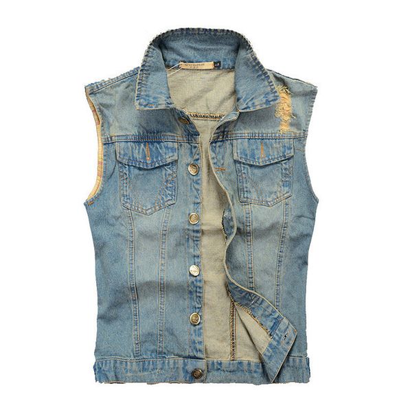 jeans vest mens sleeveless jacket fashion trend washed light blue hip hop vintage ripped cowboy men casual denim waistcoat men's outerw, Black;white
jeans vest mens sleeveless jacket fashion trend washed light blue hip hop vintage ripped cowboy men casual denim waistcoat men's outerw, Black;white