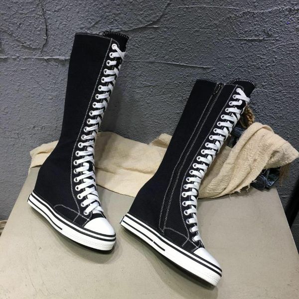16" women high boots rome style spring autumn denim high-fashion sipper long canvas heigh increase lady winter boot, Black
16" women high boots rome style spring autumn denim high-fashion sipper long canvas heigh increase lady winter boot, Black