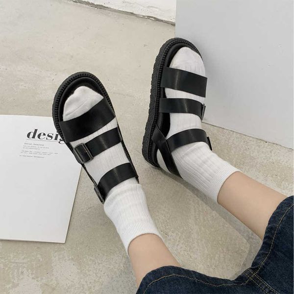 women's sandals pu leather buckle strap gladiator flat shoes platform sandalis ladies summer casual beach female footwear y0721, Black
women's sandals pu leather buckle strap gladiator flat shoes platform sandalis ladies summer casual beach female footwear y0721, Black