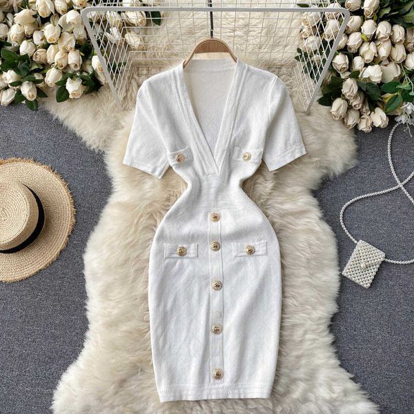 deat women temperament knitted buttocks dress short sleeve v-neck waist slim button fashion spring summer 11b575 210709, Black;gray
deat women temperament knitted buttocks dress short sleeve v-neck waist slim button fashion spring summer 11b575 210709, Black;gray