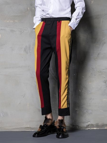 men's clothing hair stylist gd fashion summer chromatic stripe casual pants plus size costumes, Black
men's clothing hair stylist gd fashion summer chromatic stripe casual pants plus size costumes, Black