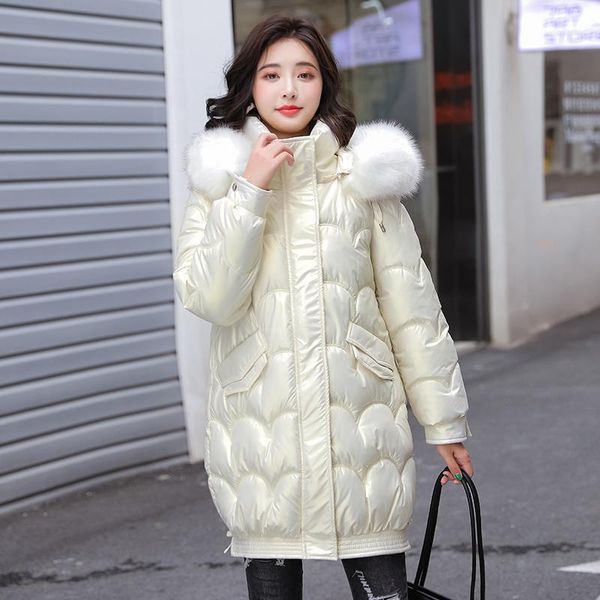 women's down & parkas glossy padded jacket 2021 mid-length korean version of thick fur collar loose warm, Black
women's down & parkas glossy padded jacket 2021 mid-length korean version of thick fur collar loose warm, Black