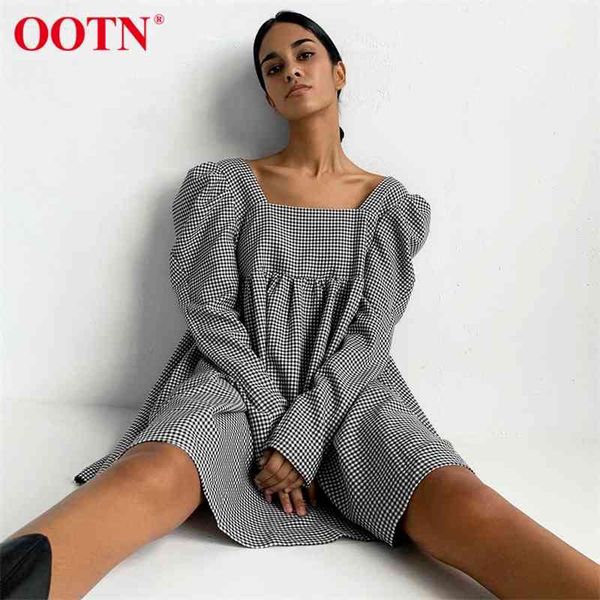 ootn black white plaid female autumn casual mini dress puff sleeve square neck elegant ladies vintage a line women dresses 210401, Black;gray
ootn black white plaid female autumn casual mini dress puff sleeve square neck elegant ladies vintage a line women dresses 210401, Black;gray