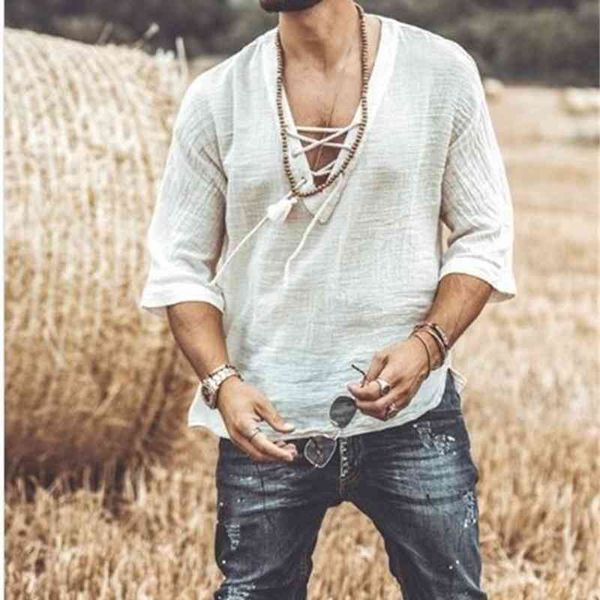 2019 new men's breast tie corns medium sleeve t-shirt, White;black 
2019 new men's breast tie corns medium sleeve t-shirt, White;black