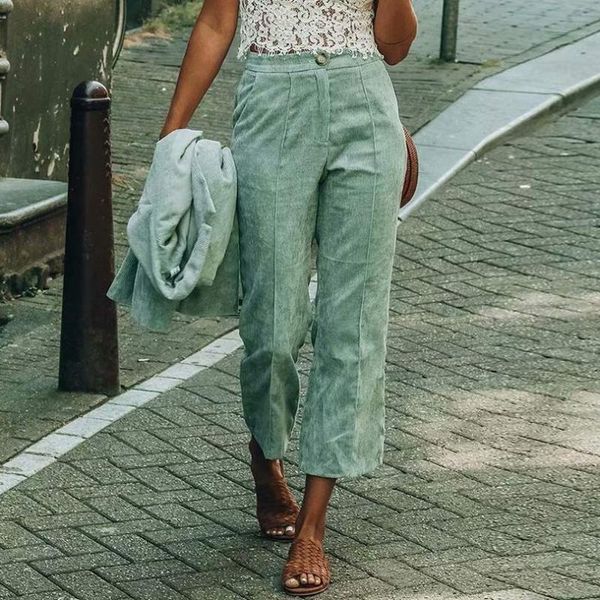 women's pants & capris autumn high waist straight leg ankle length corduroy women, Black;white
women's pants & capris autumn high waist straight leg ankle length corduroy women, Black;white