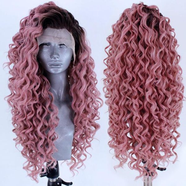 synthetic wigs fanxion two tone color curly wig lace front high temperature with natural part for women, Black
synthetic wigs fanxion two tone color curly wig lace front high temperature with natural part for women, Black