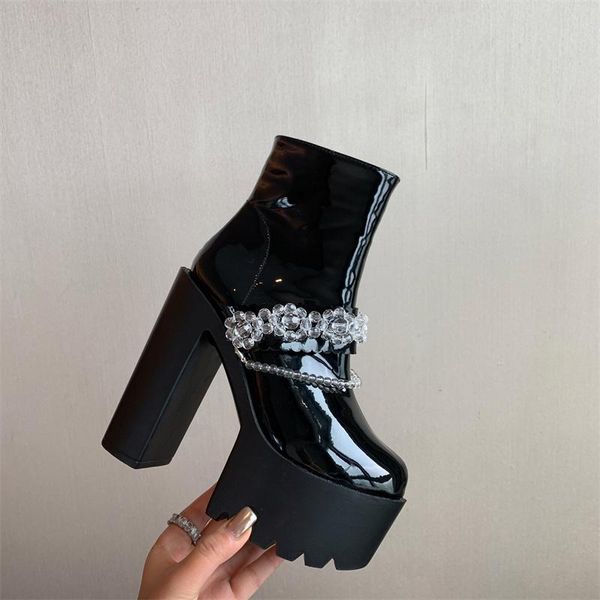 boots -2021 women's hentian high thick heels crystal pearl short stage show nightclub, Black
boots -2021 women's hentian high thick heels crystal pearl short stage show nightclub, Black