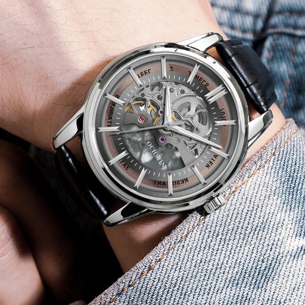 wristwatches men's watch skeleton men mechanical mens watches original ochstin fashion leather retro clock, Slivery;brown
wristwatches men's watch skeleton men mechanical mens watches original ochstin fashion leather retro clock, Slivery;brown