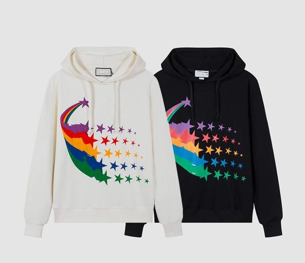women's hoodie sweater fashion rainbow shooting star print loose casual couple pullover, Black
women's hoodie sweater fashion rainbow shooting star print loose casual couple pullover, Black