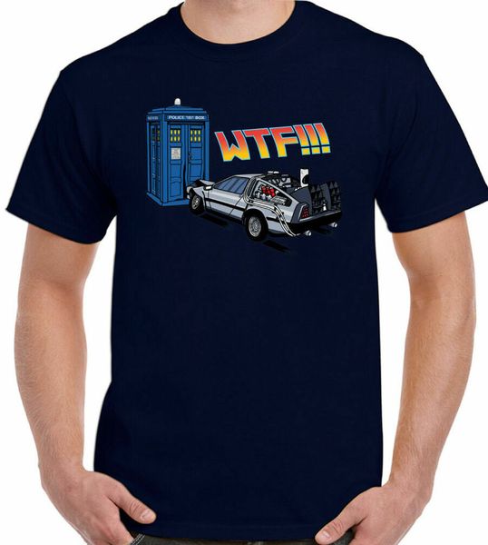 dr who doctor back to the future t-shirt the tardis v's delorean mens funny tee, White;black
dr who doctor back to the future t-shirt the tardis v's delorean mens funny tee, White;black
